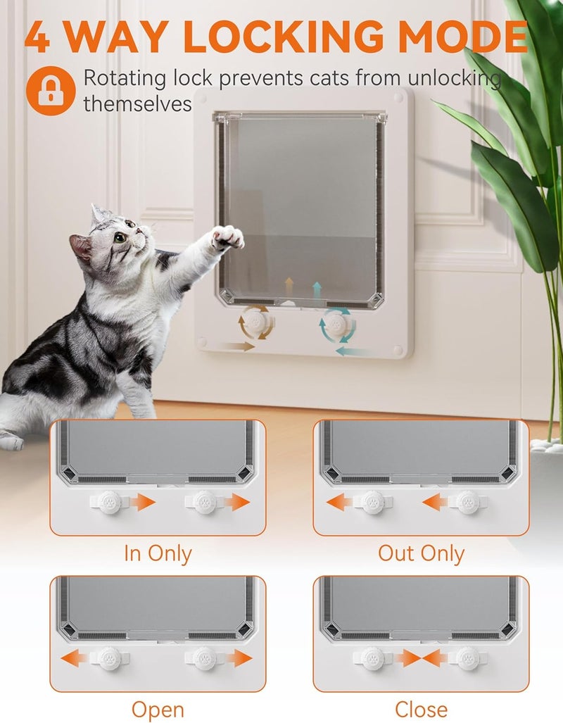 LIBBEPET Cat Door Interior Door, Indoor Cat Doors, Medium Pet Doors for Cats Up to 13 lbs(Frame Size 7.5" x 8.7"), Upgraded 4 Way Locking Kitty Door for Interior & Exterior Doors, Easy to Install - Image 4